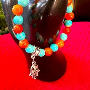 Handmade by me sodalite and sunstone bracelet.